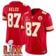 Youth Kansas City Chiefs #87 Travis Kelce Red Super Bowl LIX F.U.S.E. Vapor Limited Stitched Jersey