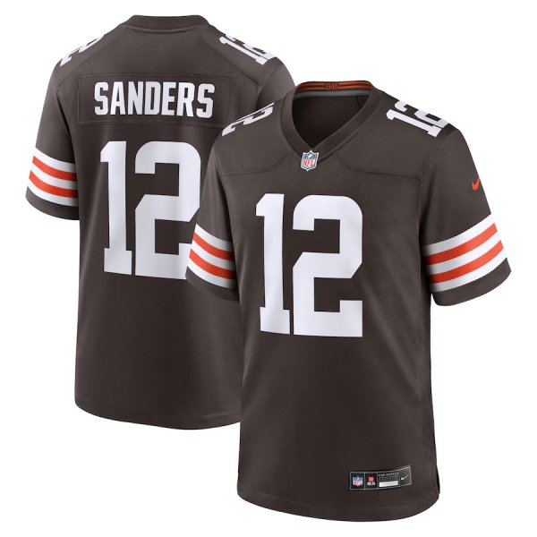 Men's #12 Shedeur Sanders Cleveland Browns Nike 2025 NFL Draft Game Brown Jersey