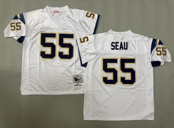 Men's Los Angeles Chargers Jersey #55 Junior Seau White Jersey