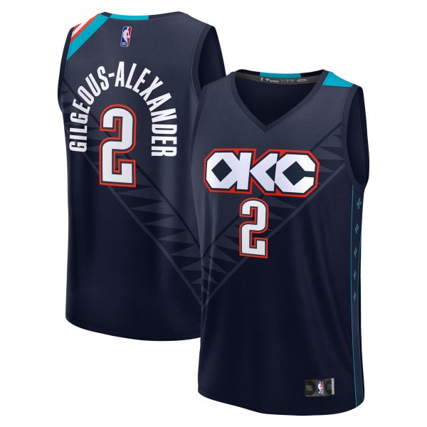 Men's Oklahoma City Thunder #2 Shai Gilgeous-Alexander Fanatics Navy 2025/26 City Edition Fast Break Jersey