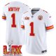 Youth Kansas City Chiefs #1 Xavier Worthy White Super Bowl LIX F.U.S.E. Vapor Limited Stitched Jersey