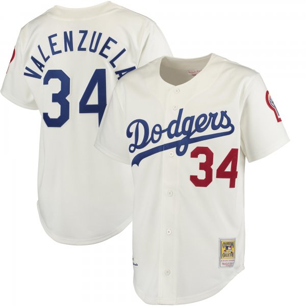 Men's Los Angeles Dodgers Fernando Valenzuela Mitchell & Ness Gray Jersey