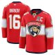Men's #16 Aleksander Barkov Florida Panthers Home 2025 Stanley Cup Champions Premium Patched Red Jersey