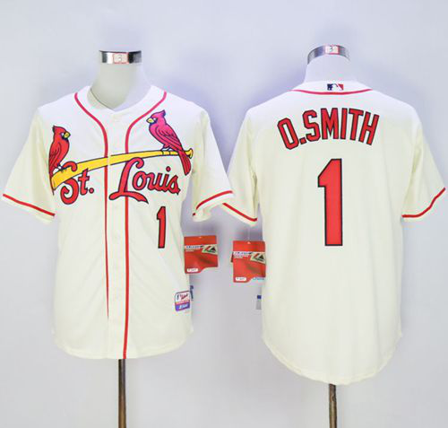 St. Louis Cardinals #1 Ozzie Smith Cream Cool Base Stitched MLB Jersey