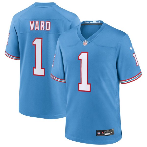Men's #1 Cameron Ward Tennessee Titans Nike 2025 NFL Draft First Round Pick 2nd Alternate Game Light Blue Jersey