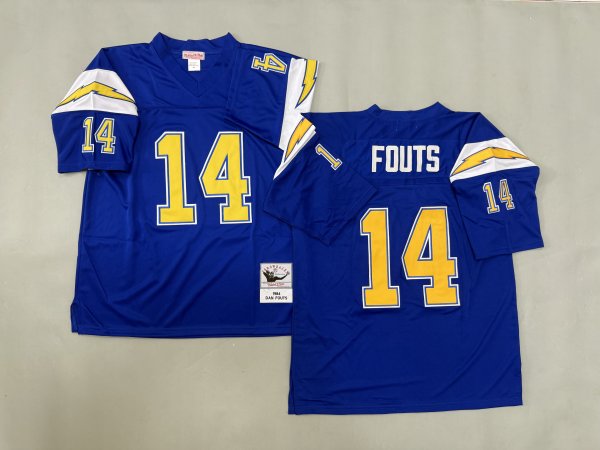Men's Los Angeles Chargers Jersey #14 Dan Fouts Blue Jersey