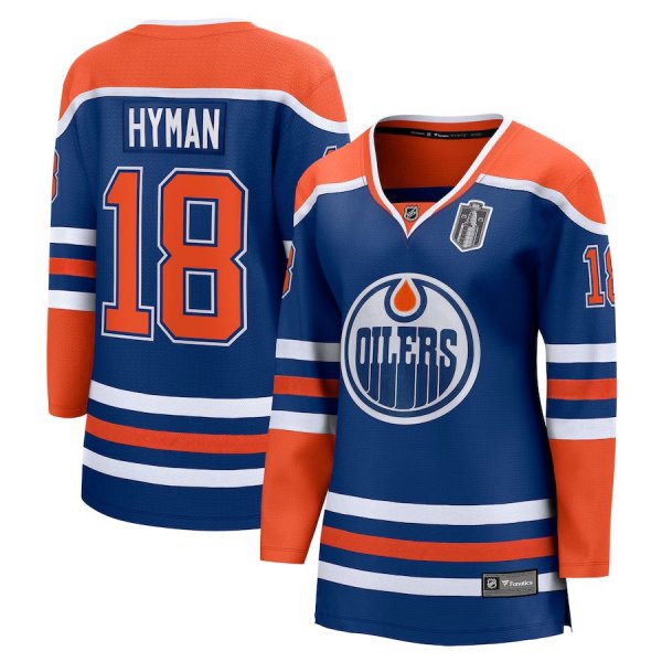 Women's #18 Zach Hyman Edmonton Oilers Fanatics 2025 Stanley Cup Final Home Breakaway Royal Jersey
