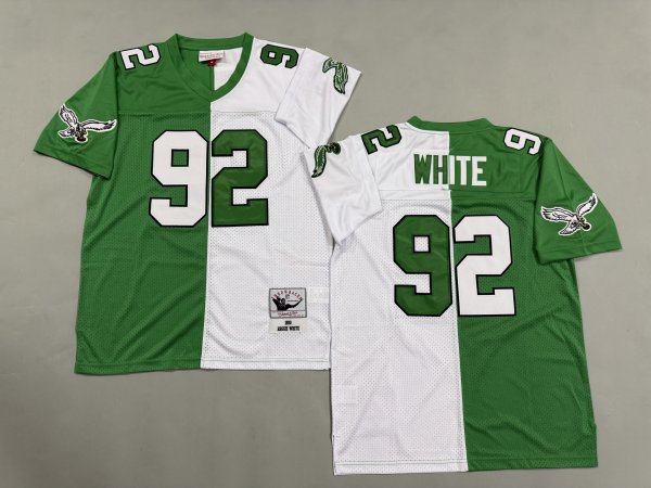 Men's Philadelphia Eagles #92 Reggie White White and Green Jersey
