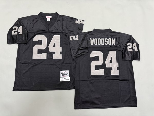Men's Las Vegas Raiders #24 Charles Woodson Black Mitchell & Ness Jersey