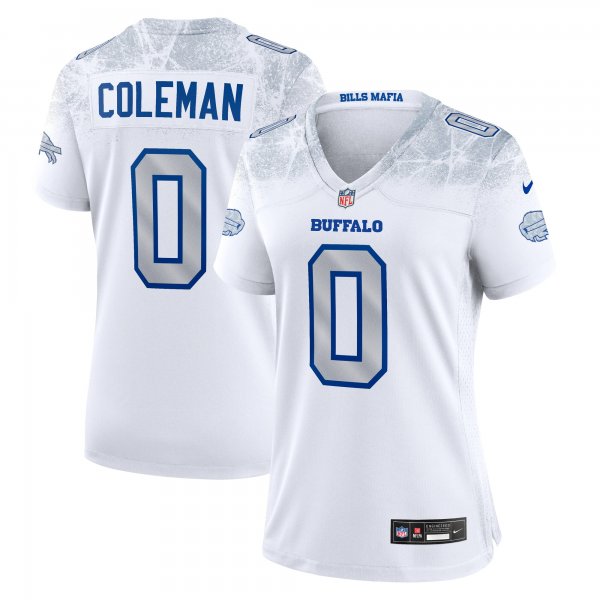Women's #0 Keon Coleman Buffalo Bills Nike 2025 Rivalries Collection Game White Jersey