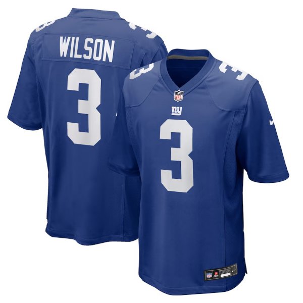 Men's New York Giants #3 Russell Wilson Nike Royal Game Jersey