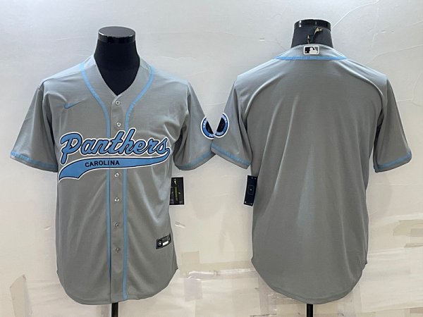 Men's Carolina Panthers Blank Grey Stitched Baseball Cool Base Jersey