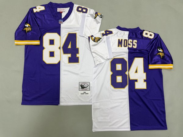 Men's #84 Randy Moss Purple and White Minnesota Vikings Jersey