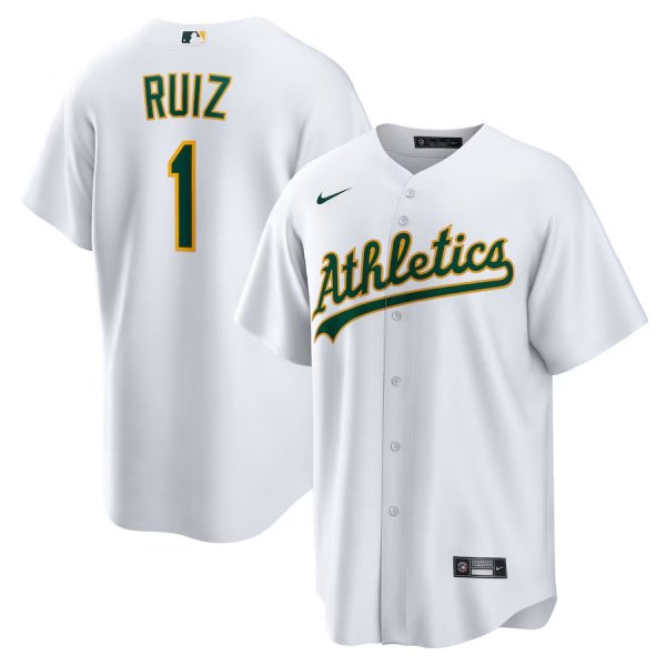 Men's #1 Esteury Ruiz Oakland Athletics Nike Home White Jersey