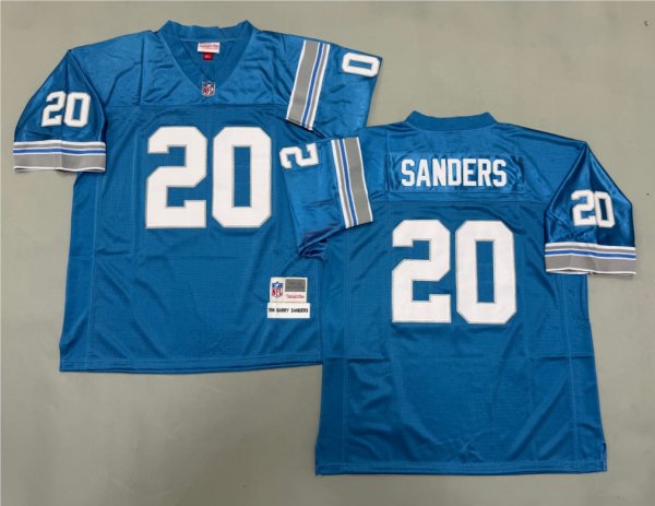 Men's Detroit Lions #20 Barry Sanders Blue Mitchell & Ness Jersey