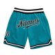 Men's Custom Teal Black-White Authentic Throwback Basketball Shorts