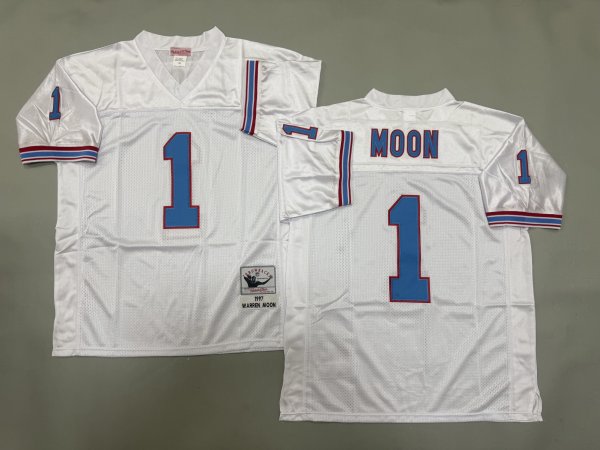 Men's #1 Warren Moon Tennessee Titans White Jersey