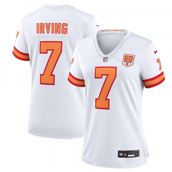 Women's '76 Tampa Bay Buccaneers #7 Bucky Irving Nike White 50th Season Game Jersey