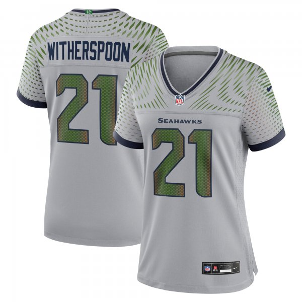 Women's #21 Devon Witherspoon Seattle Seahawks Nike 2025 Rivalries Collection Game Wolf Gray Jersey