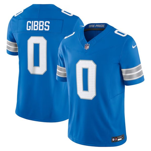 Youth Detroit Lions #0 Jahmyr Gibbs Nike Blue Vapor F.U.S.E. Limited Jersey