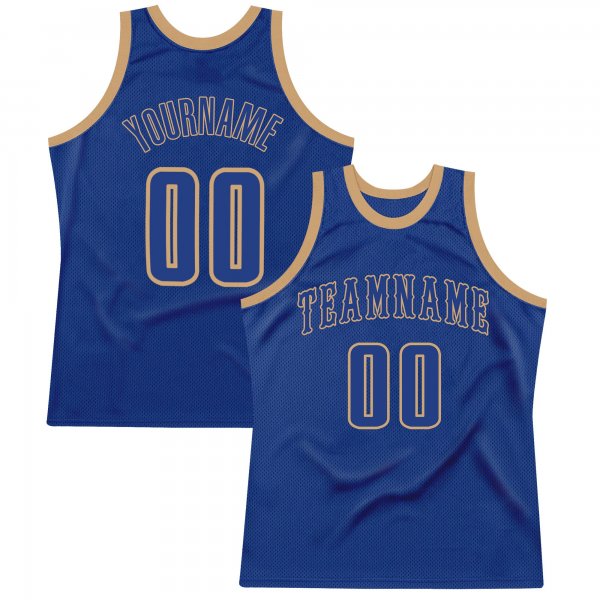 Men's Custom Royal Royal-Old Gold Authentic Throwback Basketball Jersey