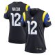 Women's #12 Puka Nacua Los Angeles Rams Nike 2025 Rivalries Collection Game Midnight Blue Jersey