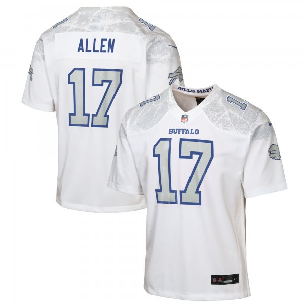Youth #17 Josh Allen Buffalo Bills Nike 2025 Rivalries Collection Game White Jersey