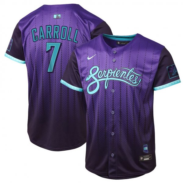 Youth #7 Corbin Carroll Arizona Diamondbacks Nike 2025 City Connect Limited Player Purple Jersey