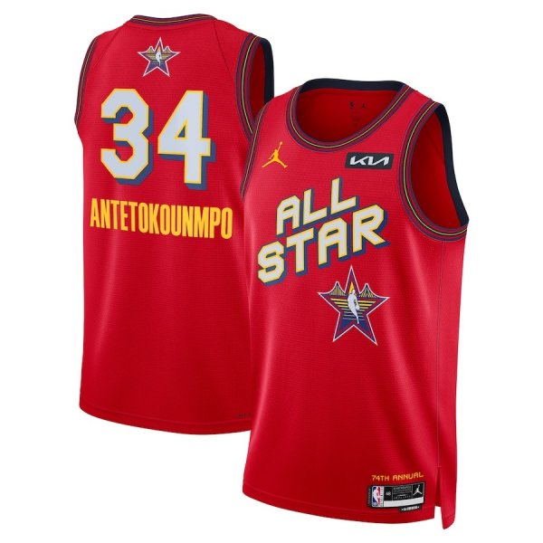 Men's #34 Giannis Antetokounmpo Jordan Brand Unisex 2025 NBA All-Star Game Swingman Player Red Jersey