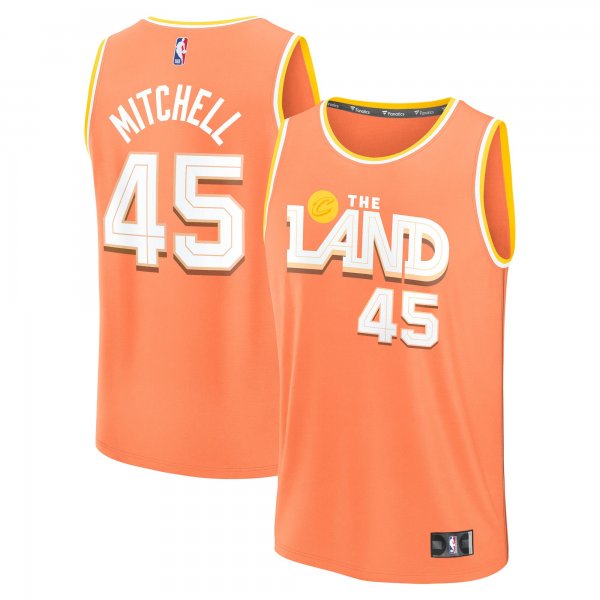 Youth Cleveland Cavaliers #45 Donovan Mitchell Fanatics Orange 2025/26 City Edition Fast Break Jersey